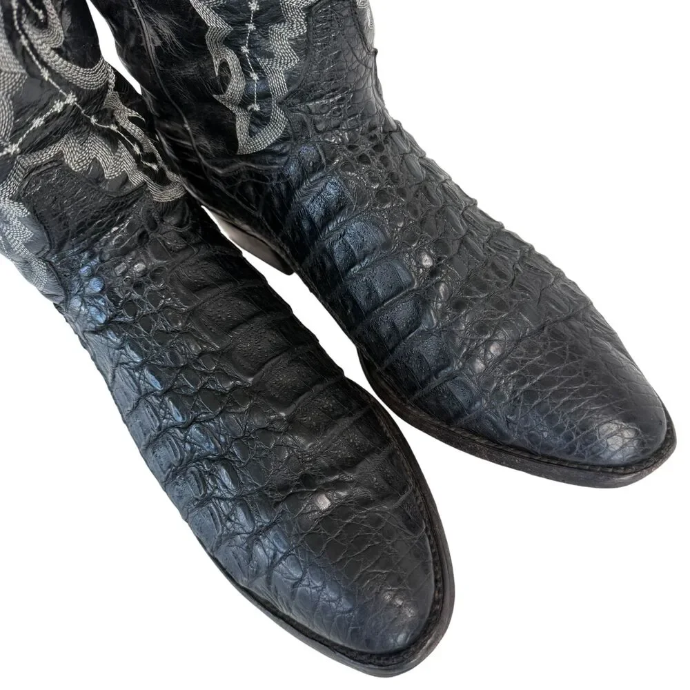 Dan Post Men's Exotic Genuine 2385 Black Caiman Crocodile Leather Boots 14 D